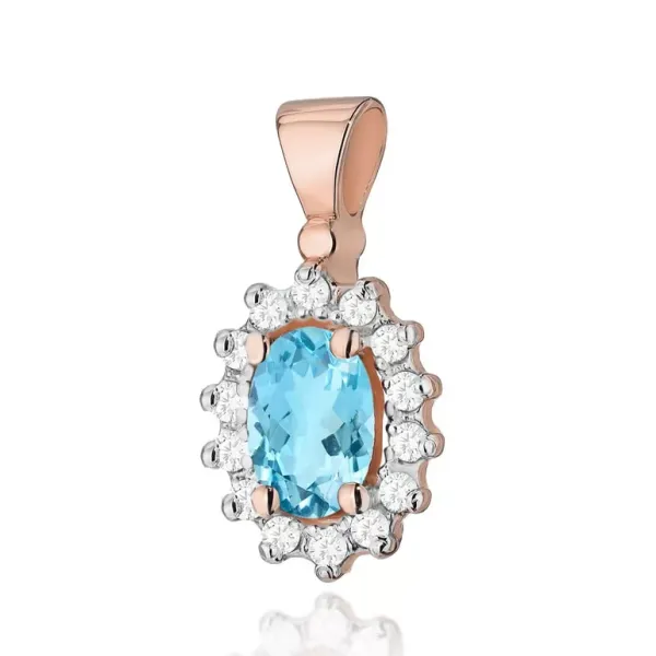 Zawieszka Topaz Brylanty Różowe Złoto Próba 585