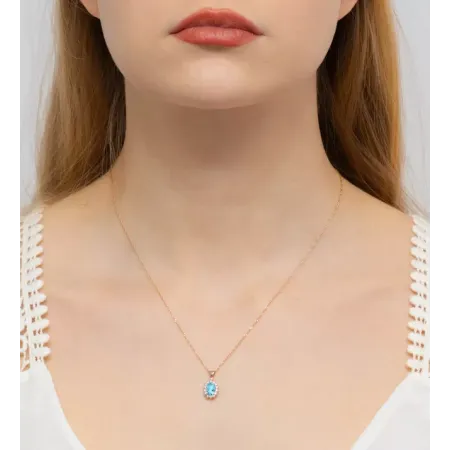 Zawieszka Topaz Brylanty Różowe Złoto Próba 585 Zawieszka Topaz Brylanty Różowe Złoto Próba 585