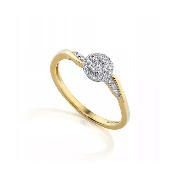 ZŁOTY 585 PIERŚCIONEK ZARĘCZYNOWY BRYLANTY 0,15ct