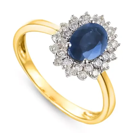 PIERŚCIONEK 585 SZAFIR DIAMENTY ŻÓŁTO BIAŁE ZŁOTO PIERŚCIONEK 585 SZAFIR DIAMENTY ŻÓŁTO BIAŁE ZŁOTO