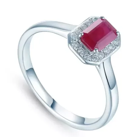 PIERŚCIONEK 585 RUBIN 0,70CT DIAMENTY BIAŁE ZŁOTO PIERŚCIONEK 585 RUBIN 0,70CT DIAMENTY BIAŁE ZŁOTO