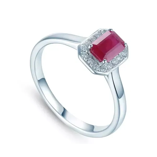 PIERŚCIONEK 585 RUBIN 0,70CT DIAMENTY BIAŁE ZŁOTO