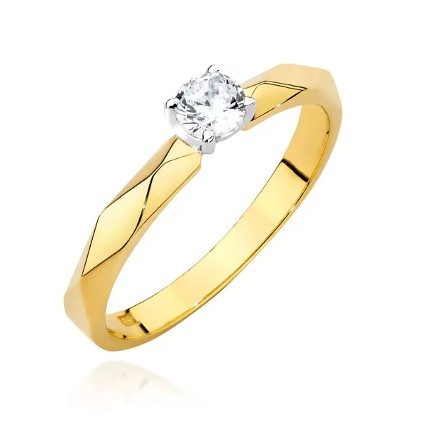 Złoty Pierścionek Zaręczynowy 585 Brylant 0,15ct