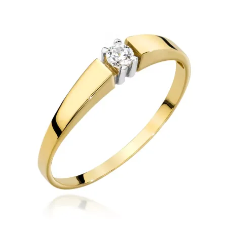 Złoty 585 Pierścionek Zaręczynowy Brylant 0,08ct