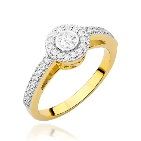 Złoty Elegancki Pierścionek Diamenty pr 585 Grawer Złoty Elegancki Pierścionek Diamenty pr 585 Grawer