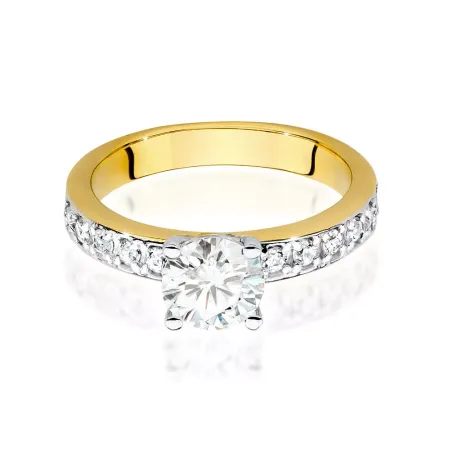 Złoty Pierścionek Diamenty 1.24ct Grawer Próba 585 Złoty Pierścionek Diamenty 1.24ct Grawer Próba 585