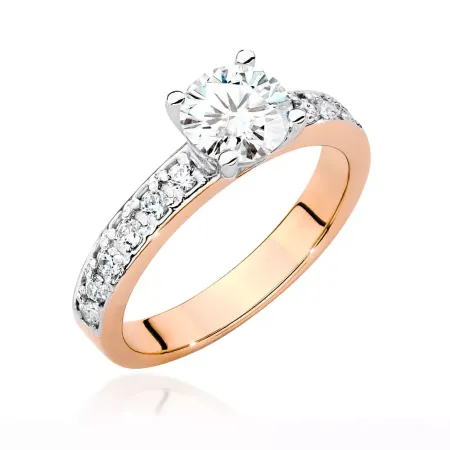 Złoty Pierścionek Diamenty 1.24ct Grawer Próba 585 Złoty Pierścionek Diamenty 1.24ct Grawer Próba 585