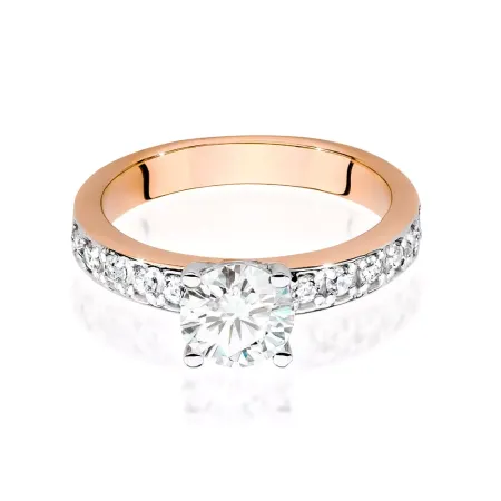 Złoty Pierścionek Diamenty 1.24ct Grawer Próba 585 Złoty Pierścionek Diamenty 1.24ct Grawer Próba 585