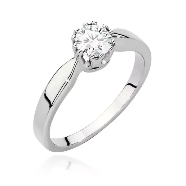 Pierścionek 14K z Diamentem 0,40 ct Białe Złoto
