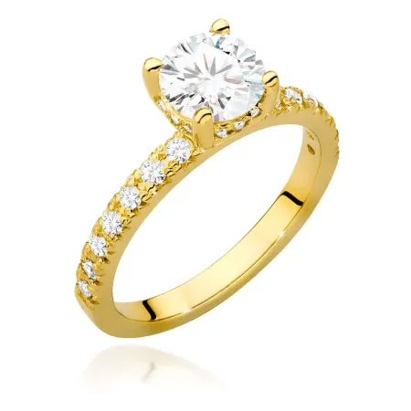 Złoty Pierścionek Diamenty 1.26ct Grawer Próba 585 Złoty Pierścionek Diamenty 1.26ct Grawer Próba 585