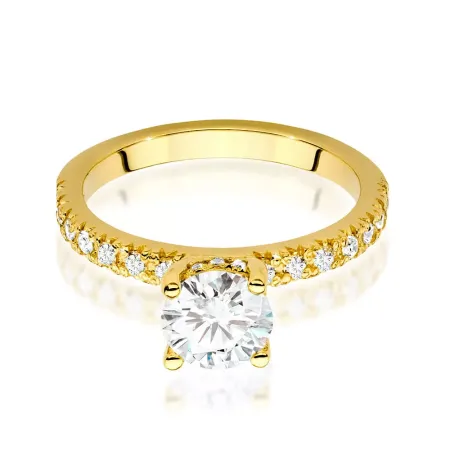 Złoty Pierścionek Diamenty 1.26ct Grawer Próba 585 Złoty Pierścionek Diamenty 1.26ct Grawer Próba 585