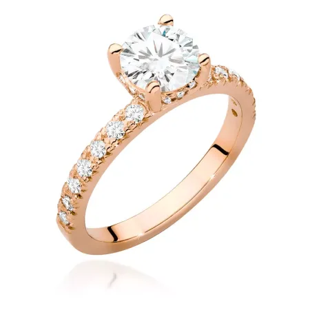 Złoty Pierścionek Diamenty 1.26ct Grawer Próba 585 Złoty Pierścionek Diamenty 1.26ct Grawer Próba 585