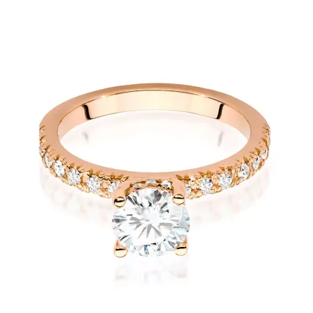 Złoty Pierścionek Diamenty 1.26ct Grawer Próba 585 Złoty Pierścionek Diamenty 1.26ct Grawer Próba 585