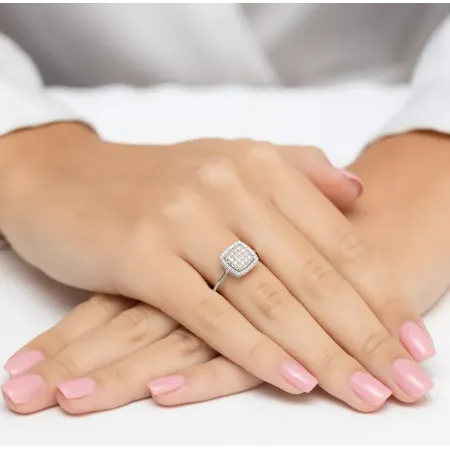 Pierścionek z Diamentami Grawer 0,28ct Białe Złoto Pierścionek z Diamentami Grawer 0,28ct Białe Złoto