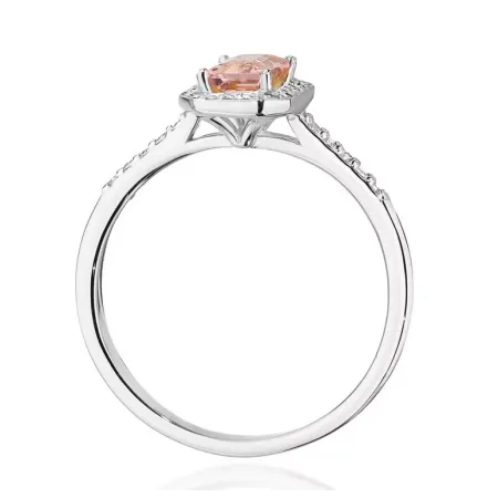 Pierścionek z Morganitem i Diamentami Białe Złoto Pierścionek z Morganitem i Diamentami Białe Złoto