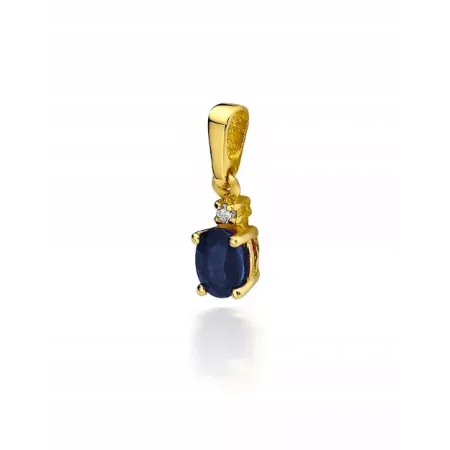 ZŁOTA 585 ZAWIESZKA Z SZAFIREM I DIAMENTEM ZŁOTA 585 ZAWIESZKA Z SZAFIREM I DIAMENTEM