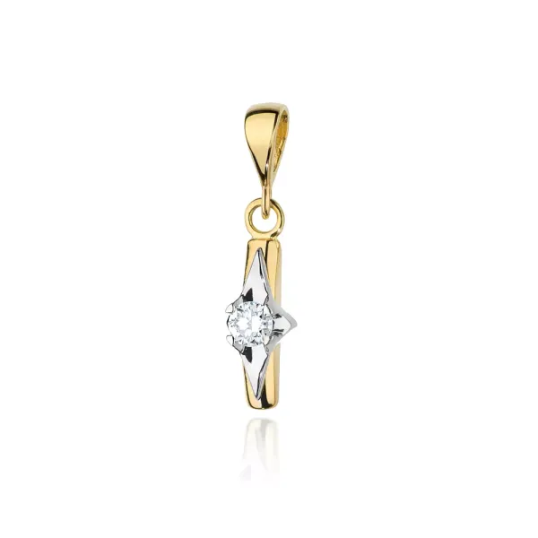 Zawieszka w Żółto Białym Złocie Brylant 0,10ct 585