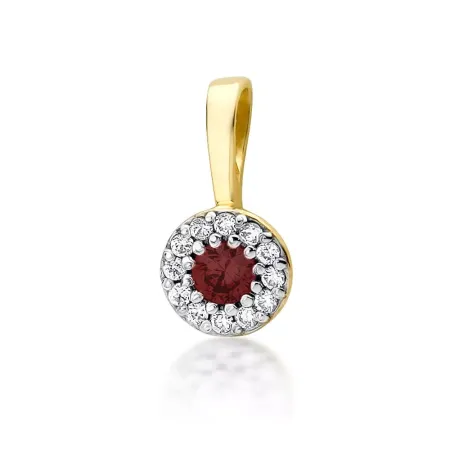 Złota 14K Zawieszka z Rubinem i Diamentami Złota 14K Zawieszka z Rubinem i Diamentami