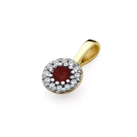Złota 14K Zawieszka z Rubinem i Diamentami Złota 14K Zawieszka z Rubinem i Diamentami