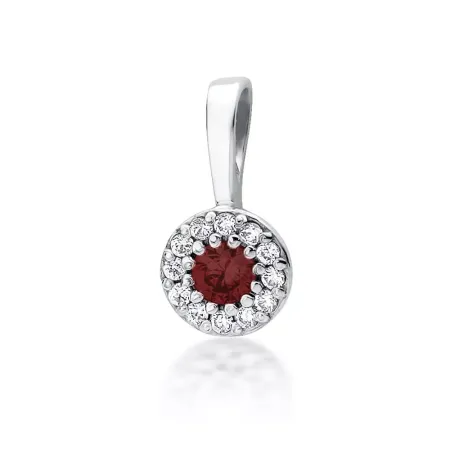 Złota 14K Zawieszka z Rubinem i Diamentami Złota 14K Zawieszka z Rubinem i Diamentami