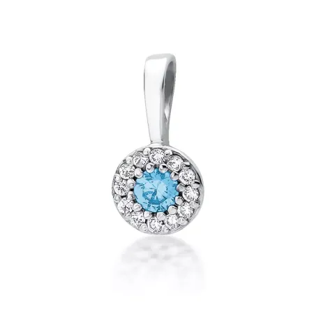 Zawieszka Topaz i Diamenty Białe Złoto pr 585