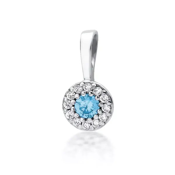 Zawieszka Topaz i Diamenty Białe Złoto pr 585