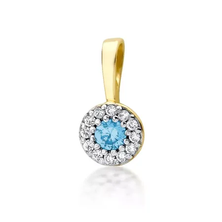 Zawieszka Topaz i Diamenty Białe Złoto pr 585