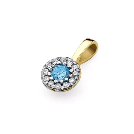 Zawieszka Topaz i Diamenty Białe Złoto pr 585