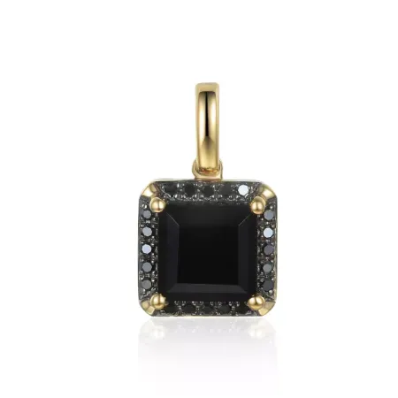 Złota Zawieszka Agat i Czarne Diamenty pr 585