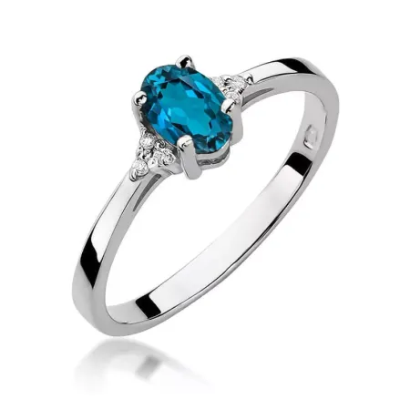 Pierścionek 14K Topaz London Blue Brylanty Pierścionek 14K Topaz London Blue Brylanty