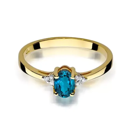 Pierścionek 14K Topaz London Blue Brylanty Pierścionek 14K Topaz London Blue Brylanty