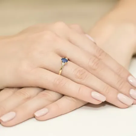 Pierścionek 585 Zaręczynowy Szafir 0,70ct Diamenty Pierścionek 585 Zaręczynowy Szafir 0,70ct Diamenty