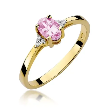 Pierścionek 585 Zaręczynowy Różowy Topaz Diamenty Pierścionek 585 Zaręczynowy Różowy Topaz Diamenty