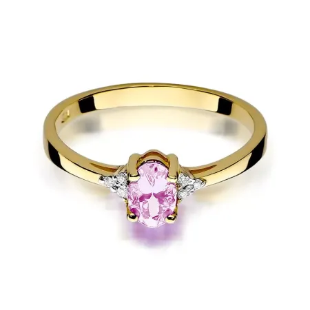 Pierścionek 585 Zaręczynowy Różowy Topaz Diamenty Pierścionek 585 Zaręczynowy Różowy Topaz Diamenty