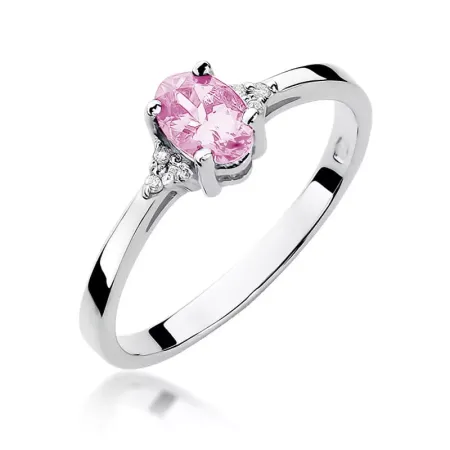 Pierścionek 585 Zaręczynowy Różowy Topaz Diamenty Pierścionek 585 Zaręczynowy Różowy Topaz Diamenty