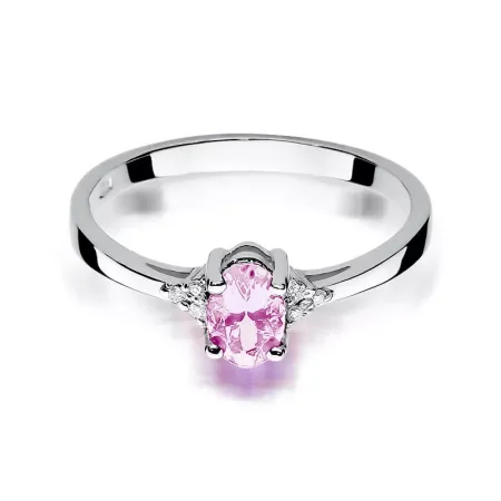 Pierścionek 585 Zaręczynowy Różowy Topaz Diamenty Pierścionek 585 Zaręczynowy Różowy Topaz Diamenty