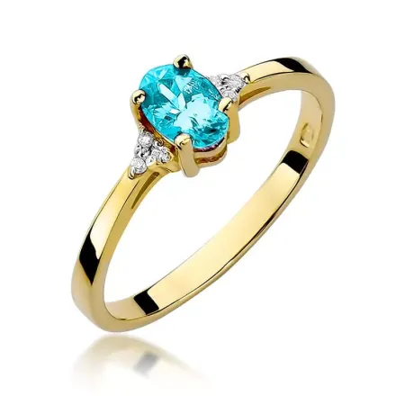 Zaręczynowy 14K Pierścionek Topaz Diamenty Grawer Zaręczynowy 14K Pierścionek Topaz Diamenty Grawer