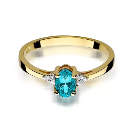 Zaręczynowy 14K Pierścionek Topaz Diamenty Grawer Zaręczynowy 14K Pierścionek Topaz Diamenty Grawer