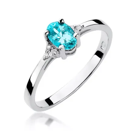 Zaręczynowy 14K Pierścionek Topaz Diamenty Grawer Zaręczynowy 14K Pierścionek Topaz Diamenty Grawer