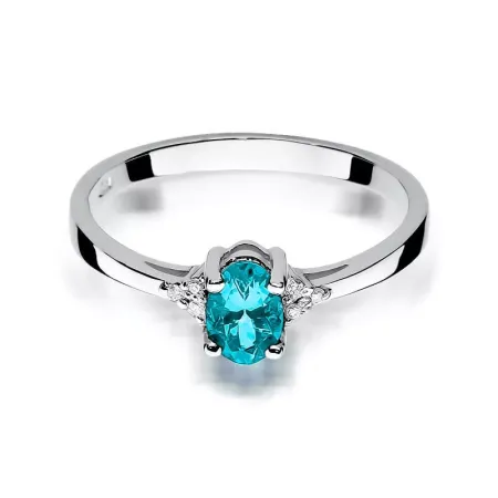 Zaręczynowy 14K Pierścionek Topaz Diamenty Grawer Zaręczynowy 14K Pierścionek Topaz Diamenty Grawer