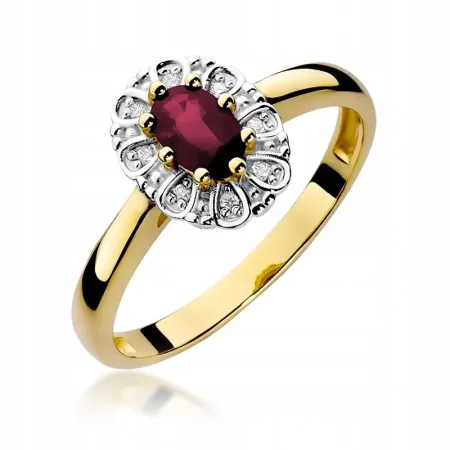 Pierścionek 585 Białe Złoto Rubin 0,60ct Diament Pierścionek 585 Białe Złoto Rubin 0,60ct Diament