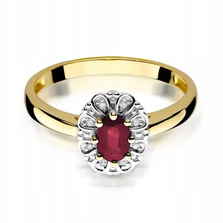 Pierścionek 585 Białe Złoto Rubin 0,60ct Diament Pierścionek 585 Białe Złoto Rubin 0,60ct Diament