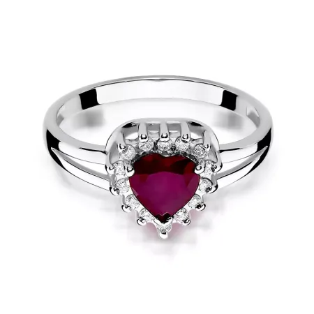 Pierścionek Rubin 1,10ct Brylant Serce Białe Złoto Pierścionek Rubin 1,10ct Brylant Serce Białe Złoto