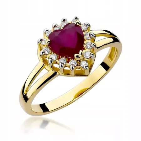 Pierścionek Rubin 1,10ct Brylant Serce Białe Złoto Pierścionek Rubin 1,10ct Brylant Serce Białe Złoto