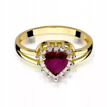 Pierścionek Rubin 1,10ct Brylant Serce Białe Złoto Pierścionek Rubin 1,10ct Brylant Serce Białe Złoto