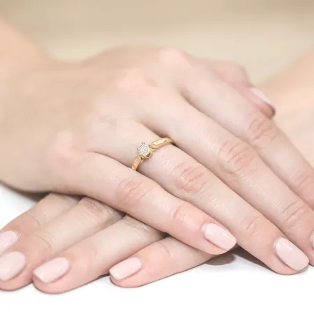 Złoty Elegancki 585 Pierścionek Brylanty 0,11ct Złoty Elegancki 585 Pierścionek Brylanty 0,11ct