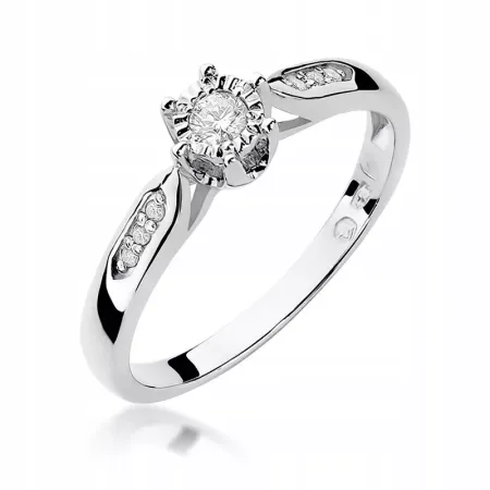 Złoty Elegancki 585 Pierścionek Brylanty 0,11ct Złoty Elegancki 585 Pierścionek Brylanty 0,11ct