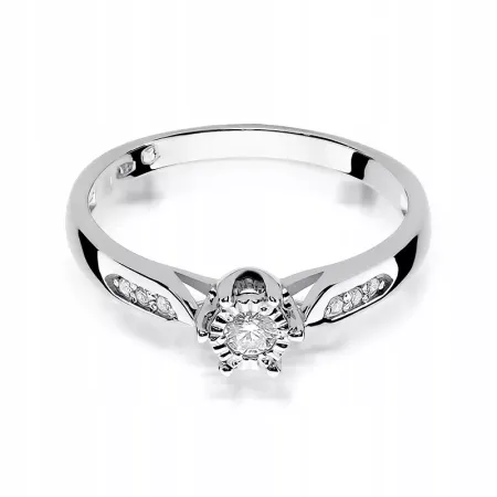 Złoty Elegancki 585 Pierścionek Brylanty 0,11ct Złoty Elegancki 585 Pierścionek Brylanty 0,11ct
