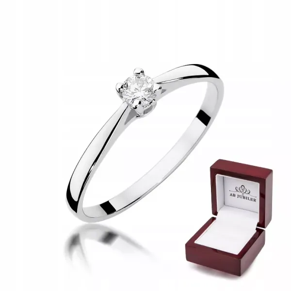 Pierścionek Białe Złoto Brylant 0,15ct 585 Prezent