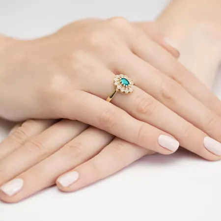 Pierścionek Szmaragd Diamenty Białe Złoto pr 585 Pierścionek Szmaragd Diamenty Białe Złoto pr 585